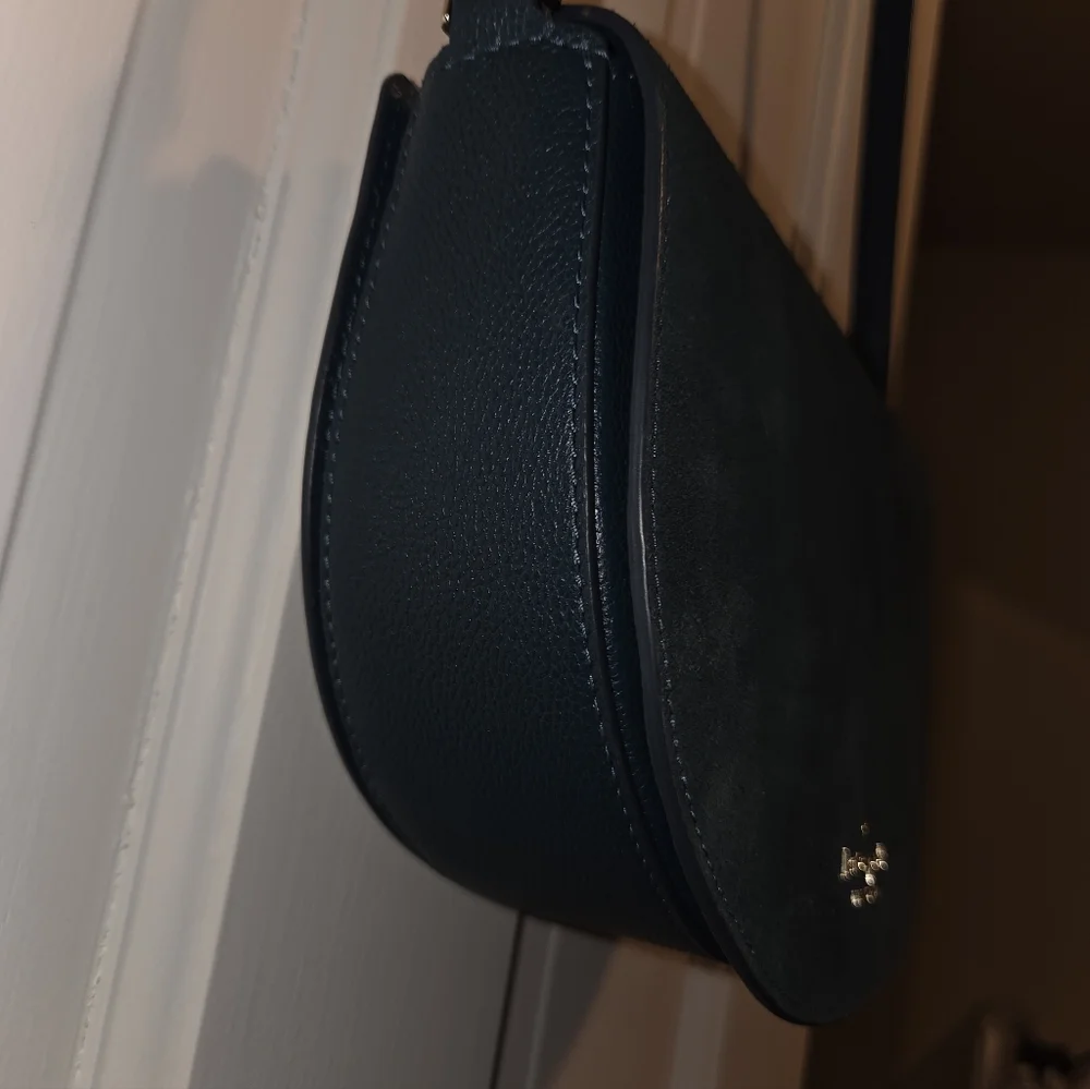 Kate Spade dark turquoise Crossbody Saddle Bag suede and pebbled leather bag - Picture 7 of 16